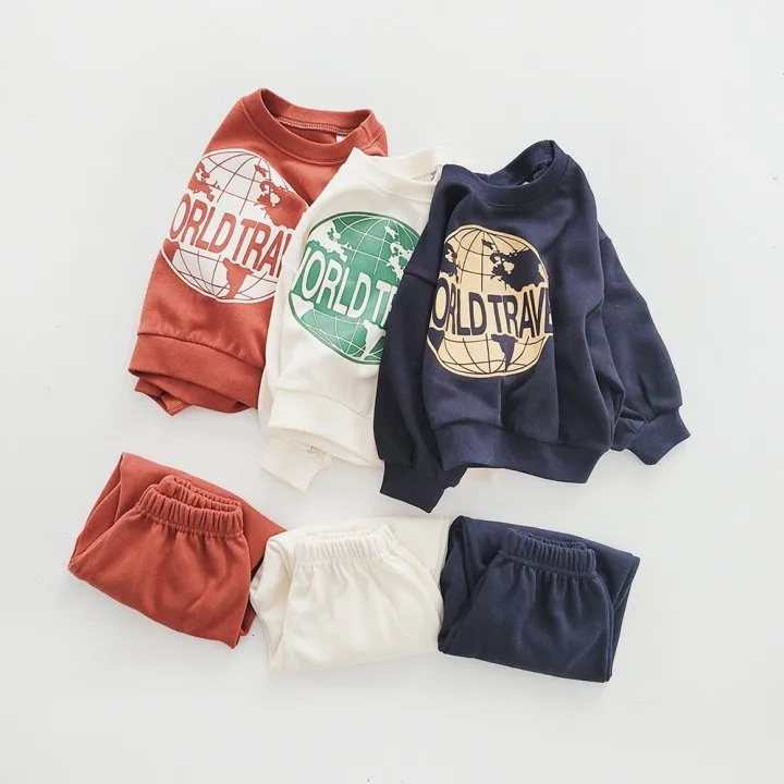 2 Pieces Set Baby Kid Girls Boys Letters Tops And Solid Color Pants Wholesale 231130202