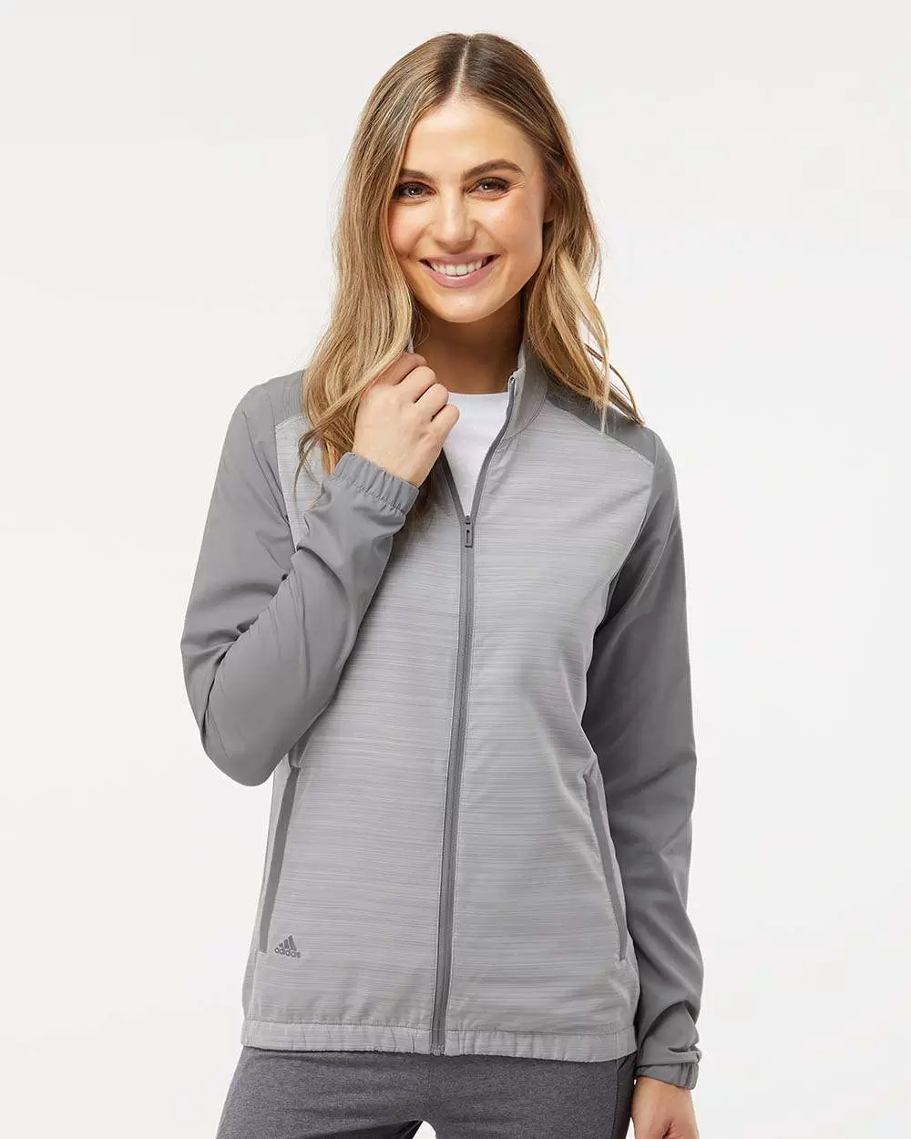 Adidas Golf Clothing A547 Women's Heather Block Full-Zip Wind Jacket SKU: A547