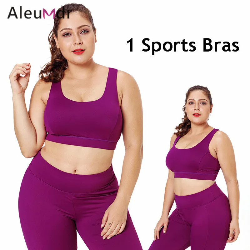 Aleumdr Active Wear Women Gym High Stretch Sport Bra Black Plus Size Racerback U-shaped Neck Running Yoga Tops Fitness LC26040