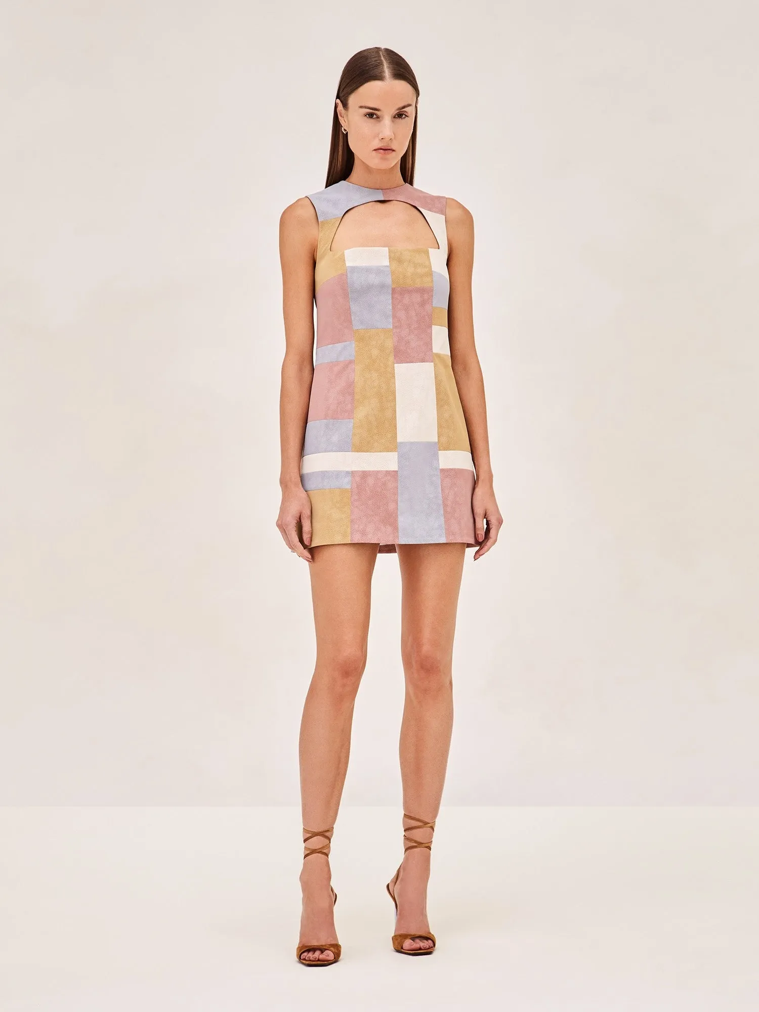 Alexis Enzie Suede Shift Dress in Patchwork