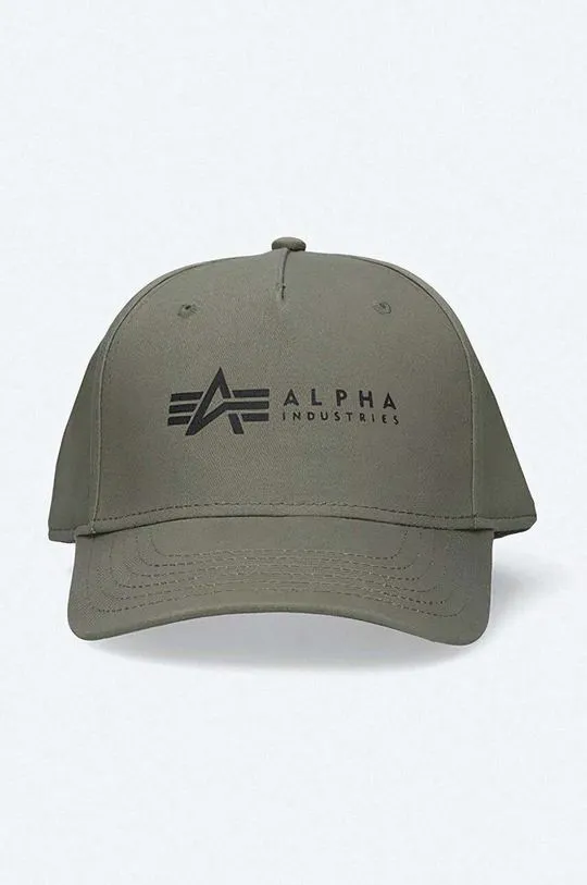 Alpha Industries cotton baseball cap green color