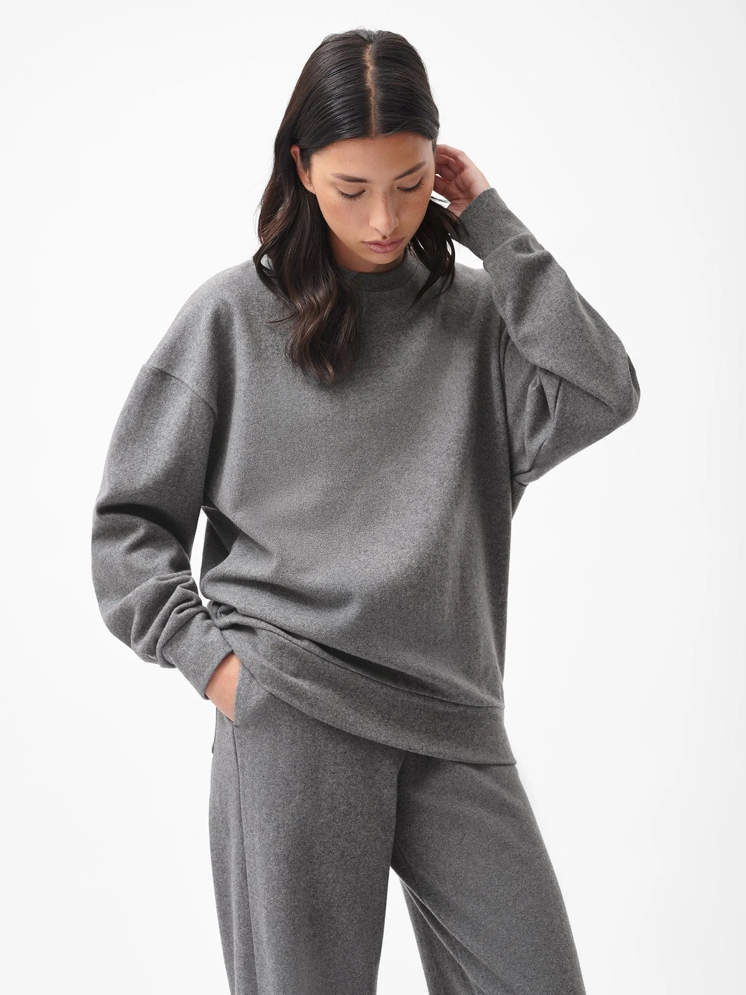 Archive Recycled Wool Jersey Oversized Sweater—volcanic grey