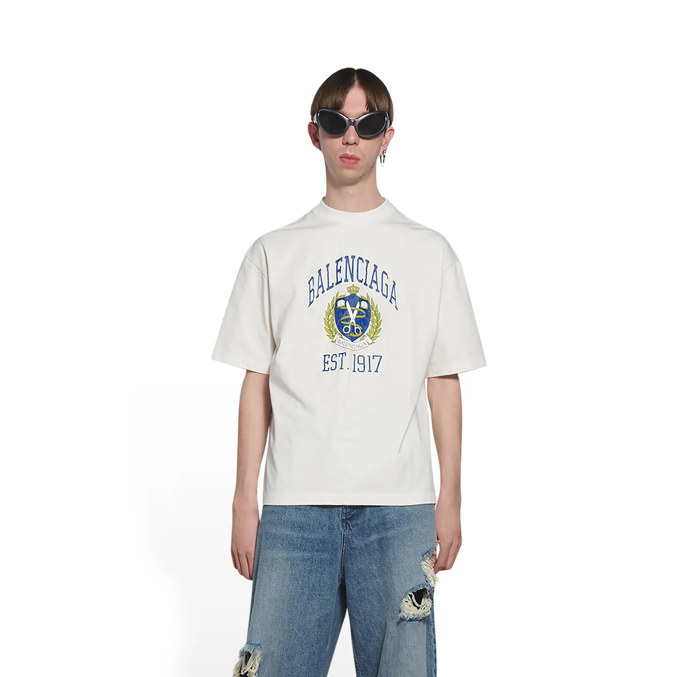 BALENCIAGA  |Men's college medium fit t-shirt in black