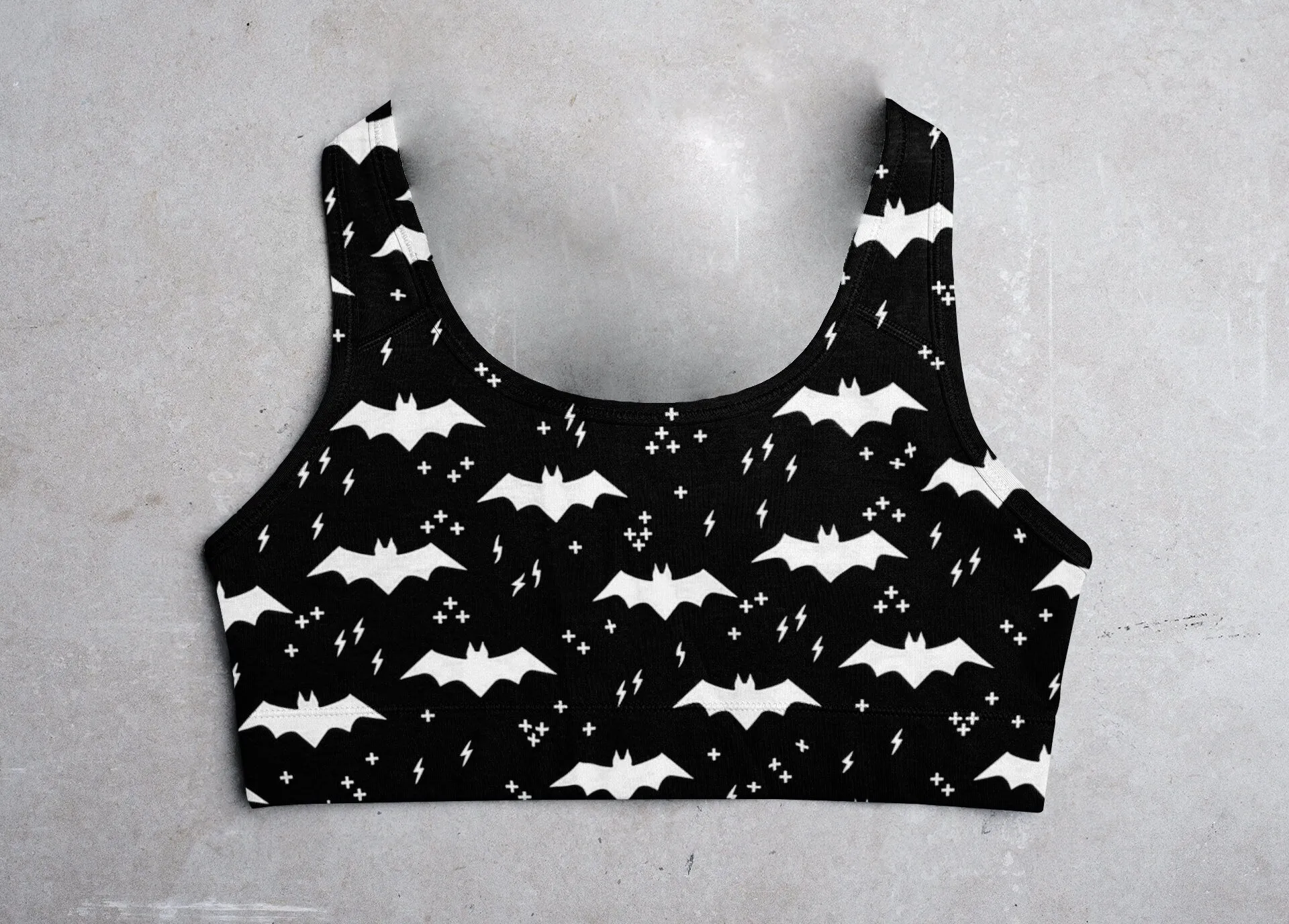 Bat print sports bra crop top