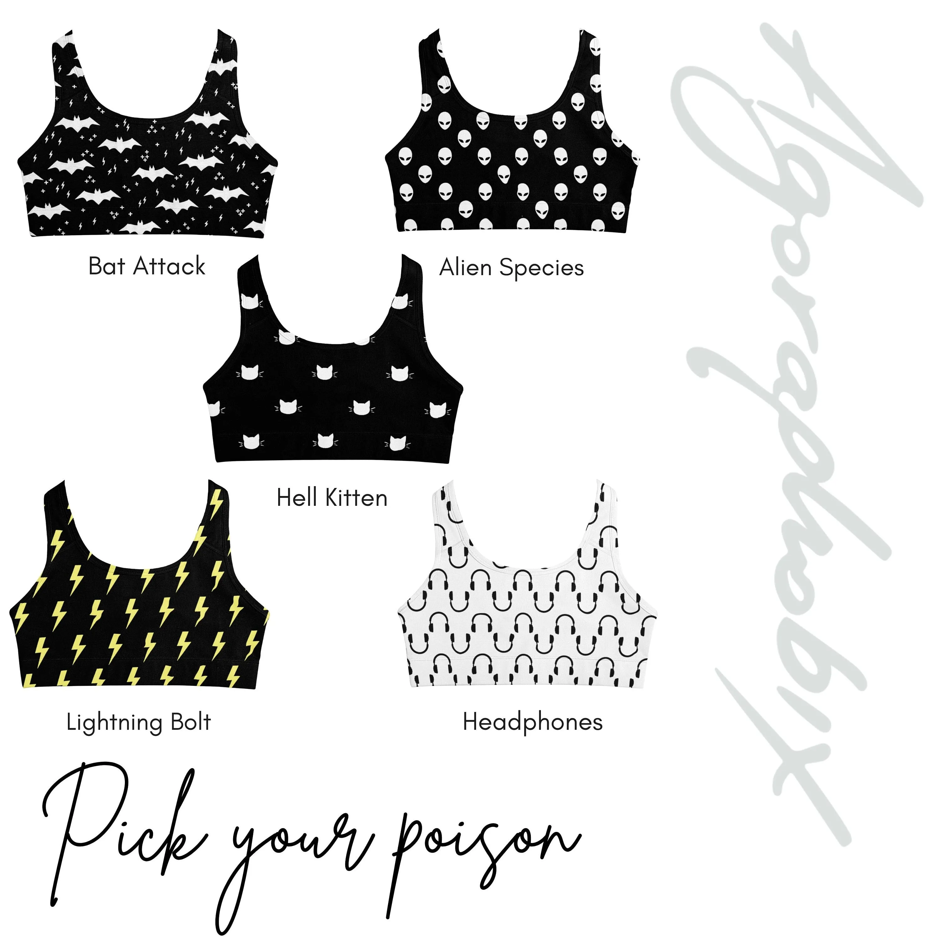 Bat print sports bra crop top