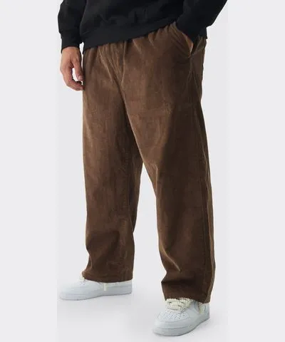 boohooMAN Mens Plus Skate Fit Woven Tab Cord Pants