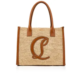 By My Side large Tote bag - Raffia and calf leather - Natural