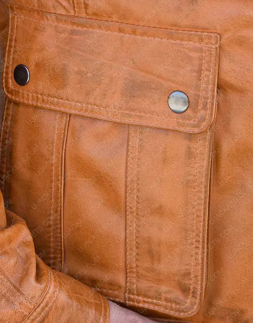 Cafe Racer Mens Tan Brown Bomber Tan Leather Jacket