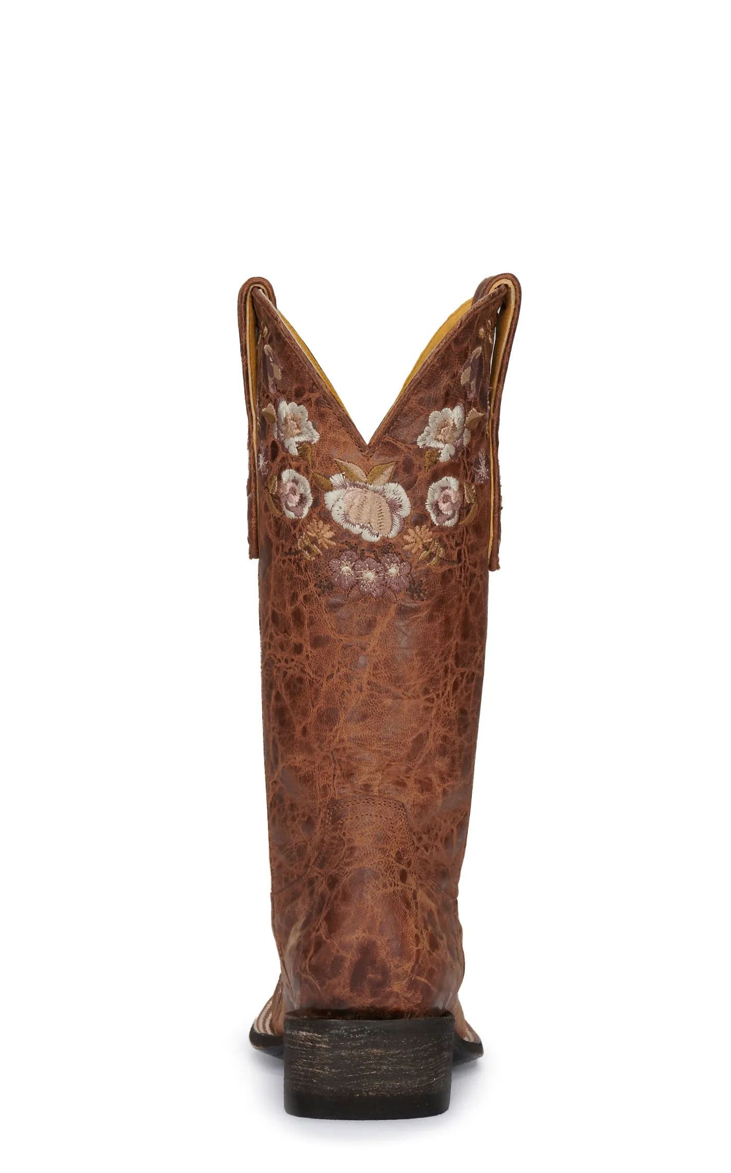 Cavender's Women's Weathered Tan with Floral Embroidery Square Toe Cowboy Boots