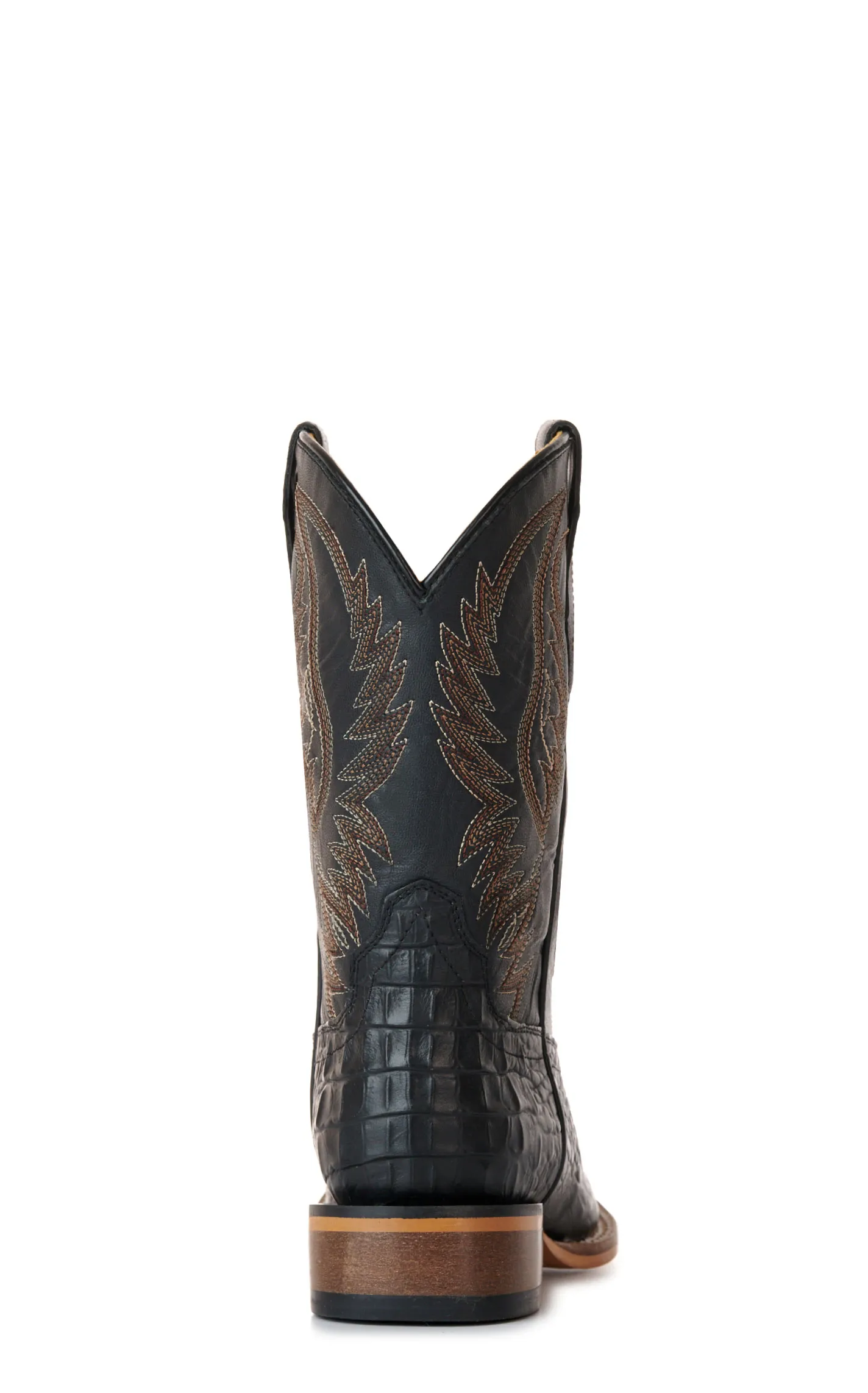 Cavender's Youth Black Crocodile Print Wide Square Toe Cowboy Boots