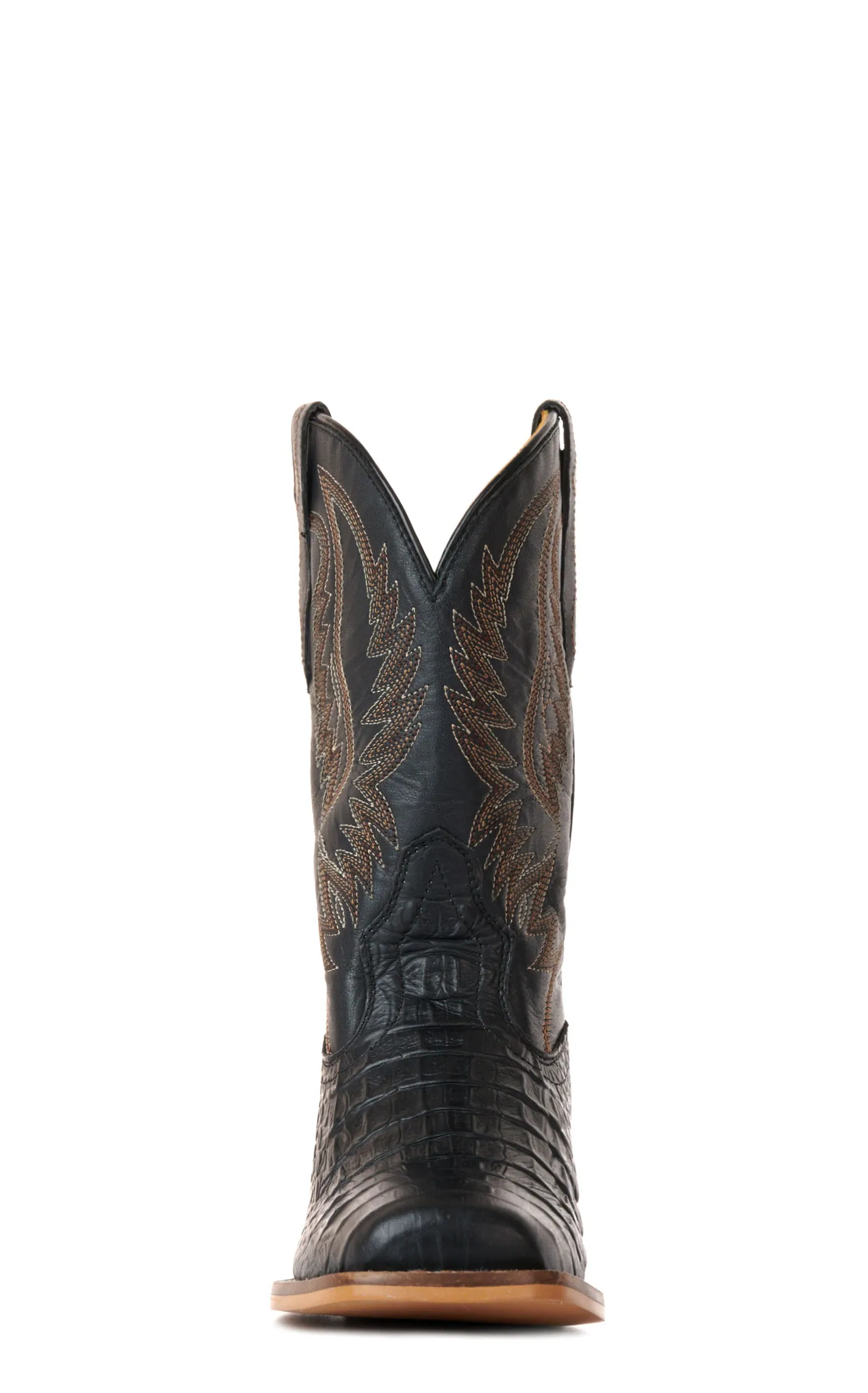 Cavender's Youth Black Crocodile Print Wide Square Toe Cowboy Boots