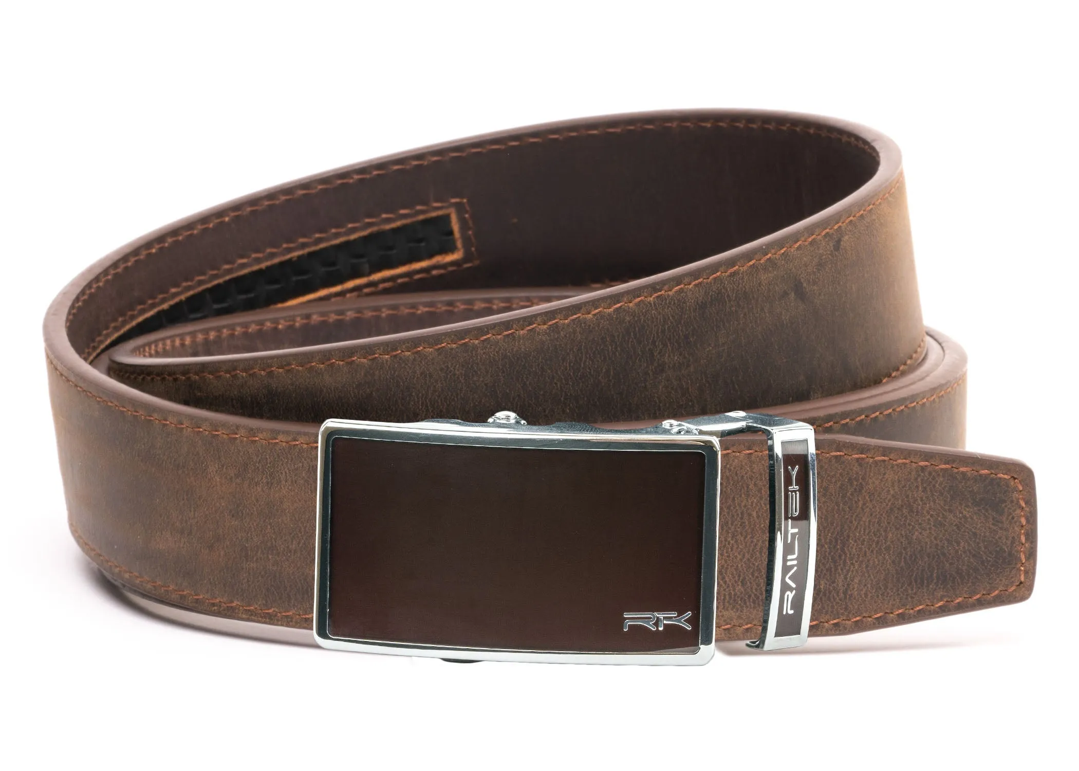 Chrome Dark Brown Railtek Belt