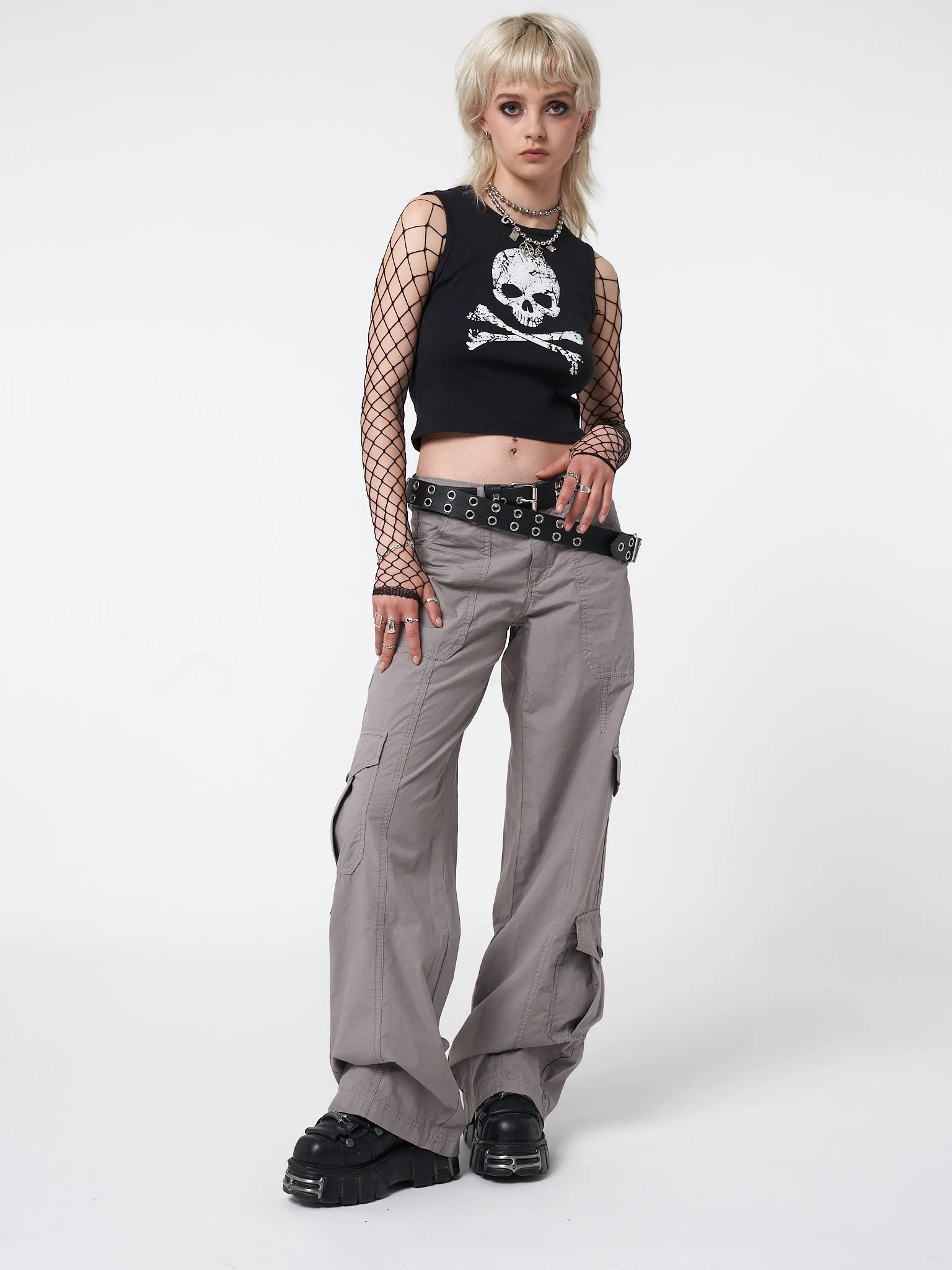 Cleo Grey Y2k Cargo Pants