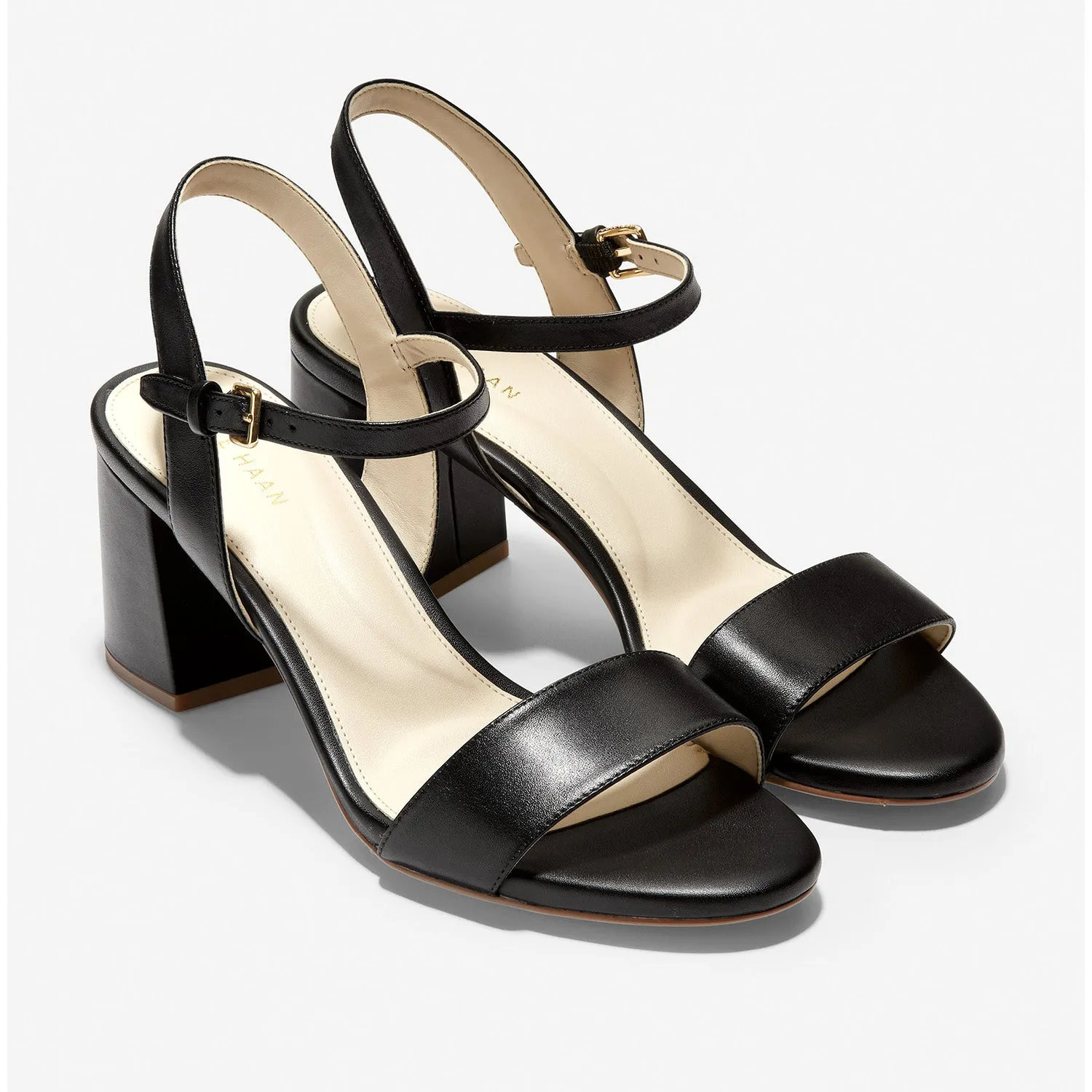 Cole Haan Women's Josie Block Heel Sandal in Black Leather