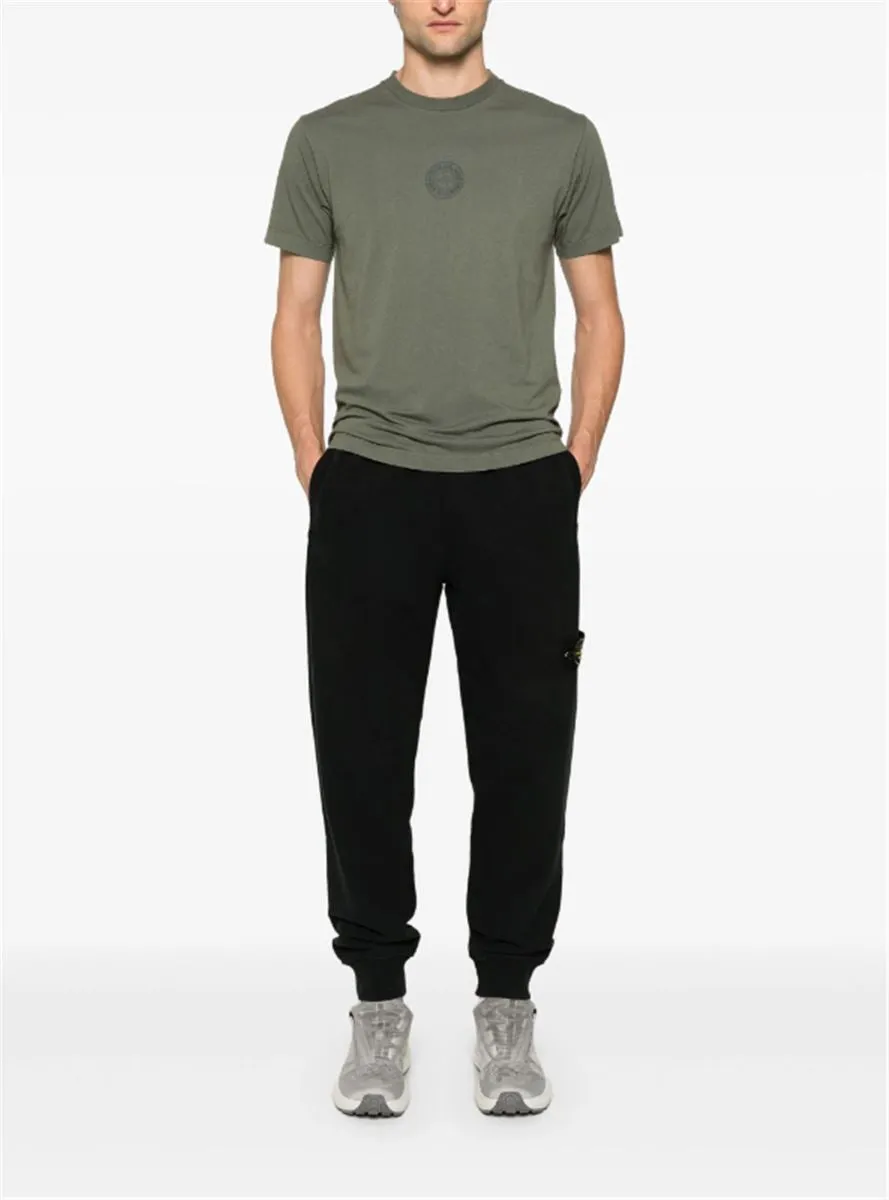 COMPASS-BADGE COTTON TRACK PANTS