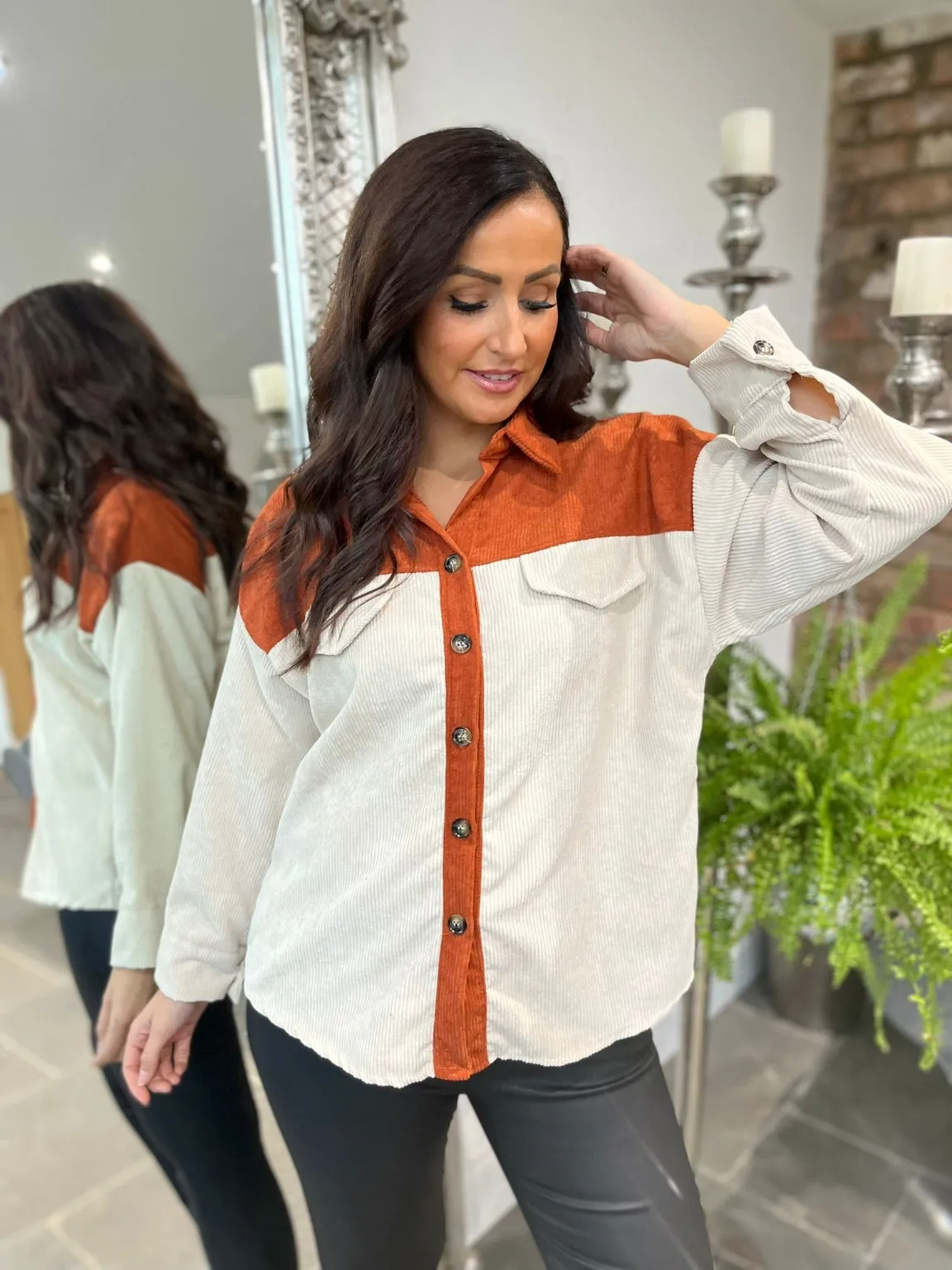 Cord Colour Block Shirt Leigh