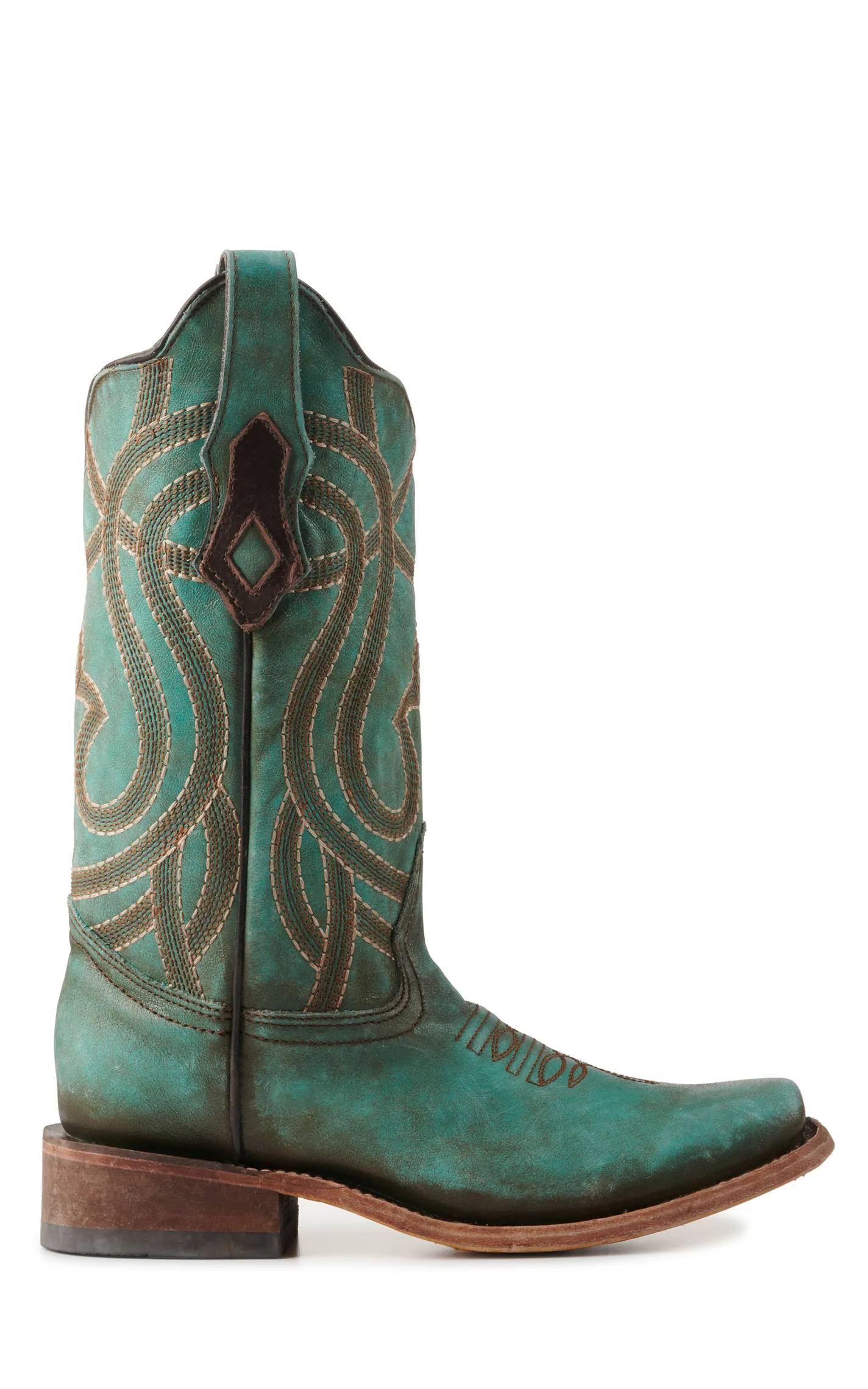 Corral Women's Antique Turquoise Embroidered Square Toe Cowboy Boots