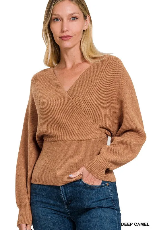 Cross Wrap Pullover Sweater