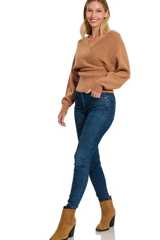 Cross Wrap Pullover Sweater