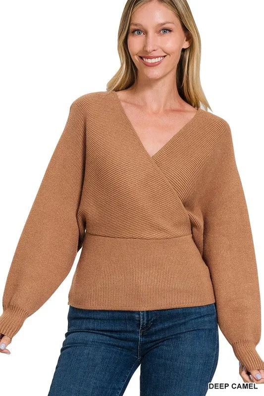 Cross Wrap Pullover Sweater