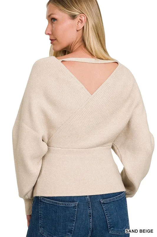 Cross Wrap Pullover Sweater