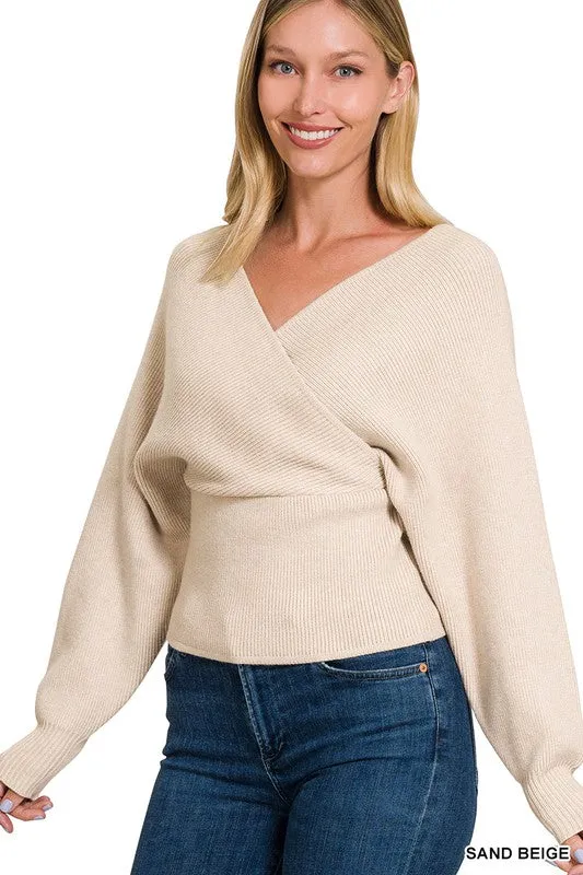 Cross Wrap Pullover Sweater