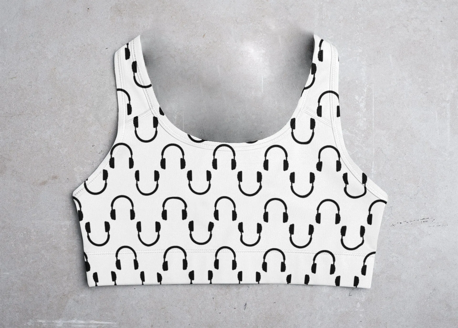 Death Track headphone print sport bra