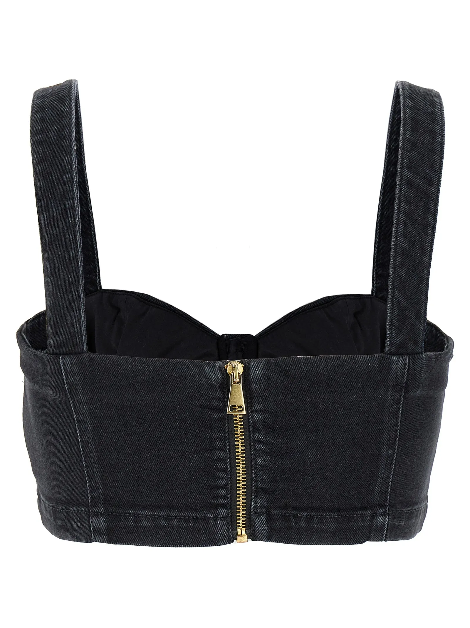 Denim Strap Top Tops Black