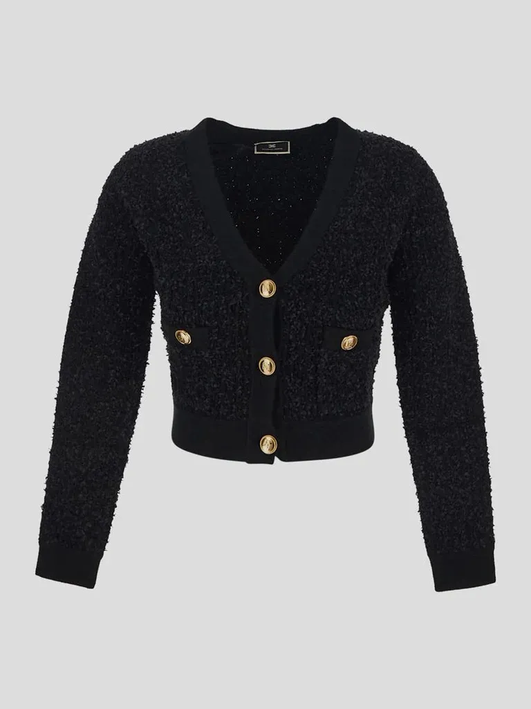 ELISABETTA FRANCHI  |Casual Style Wool V-Neck Long Sleeves Plain Office Style