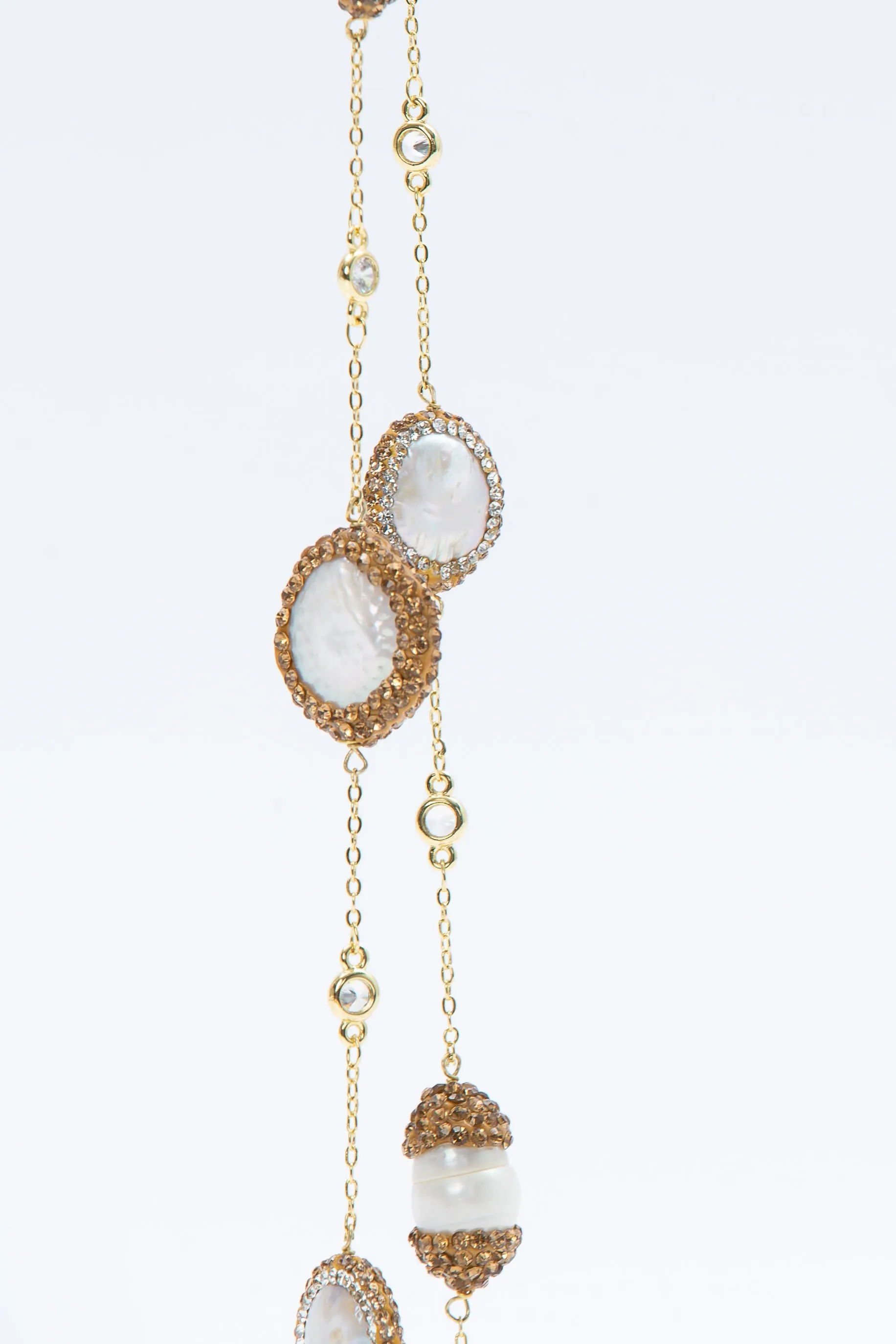 Elsa Flat Pearls Necklace (Gold)