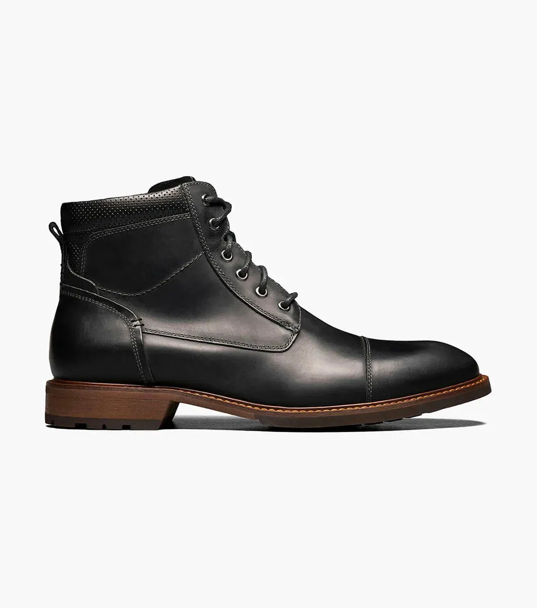 FLORSHEIM LODGE CAP TOE BOOT BLACK