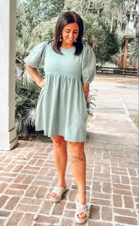 Garden Washed Mini Dress | Sage