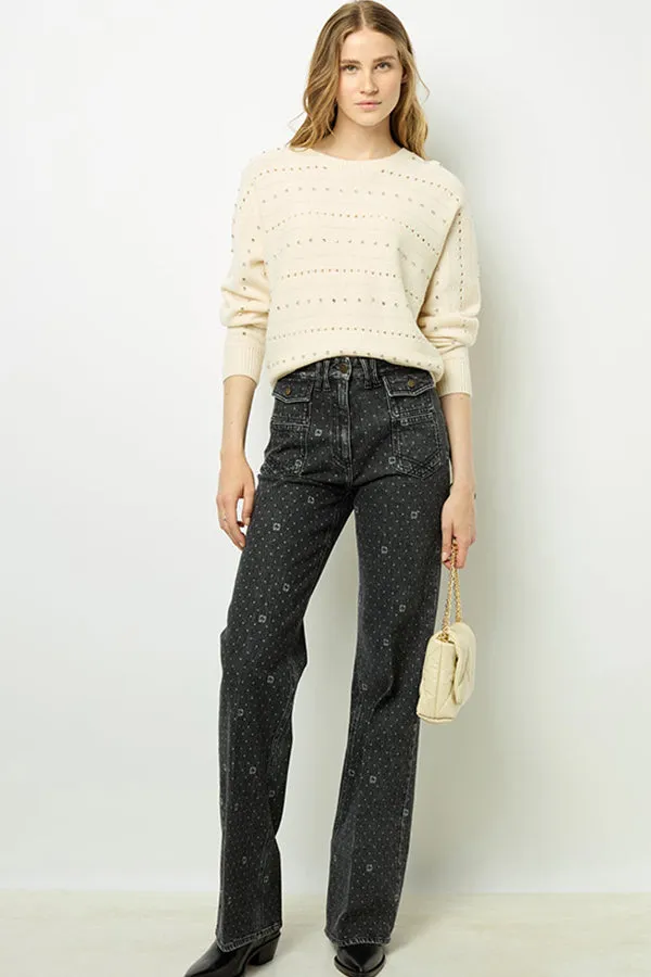 Gerard Darel JULIANE RHINESTONE WOOL SWEATER