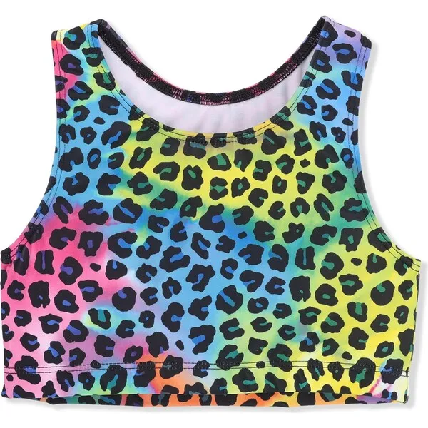 Girl Power Sport Rainbow Leopard Bra Crop