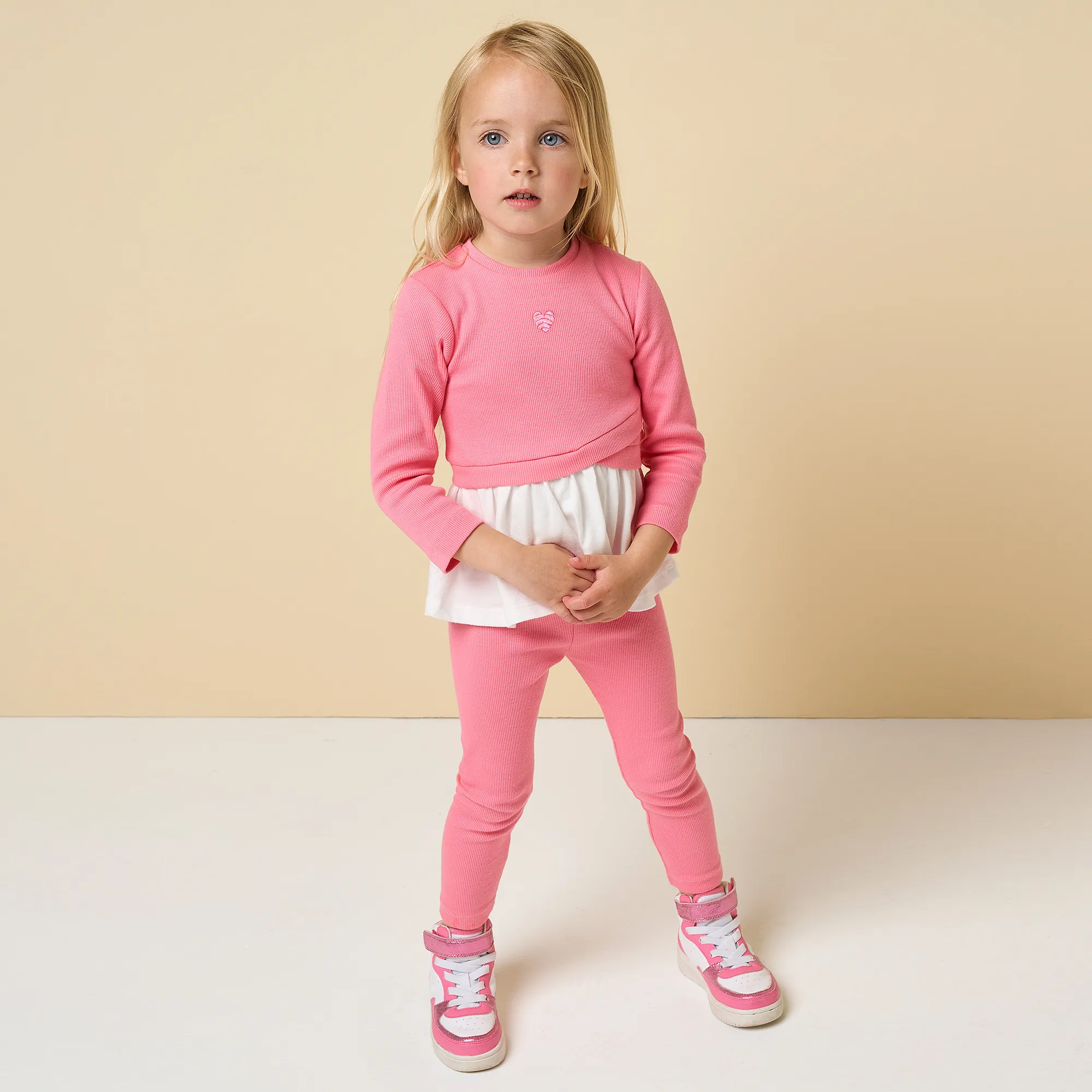 Girls Pink Cotton Leggings Set