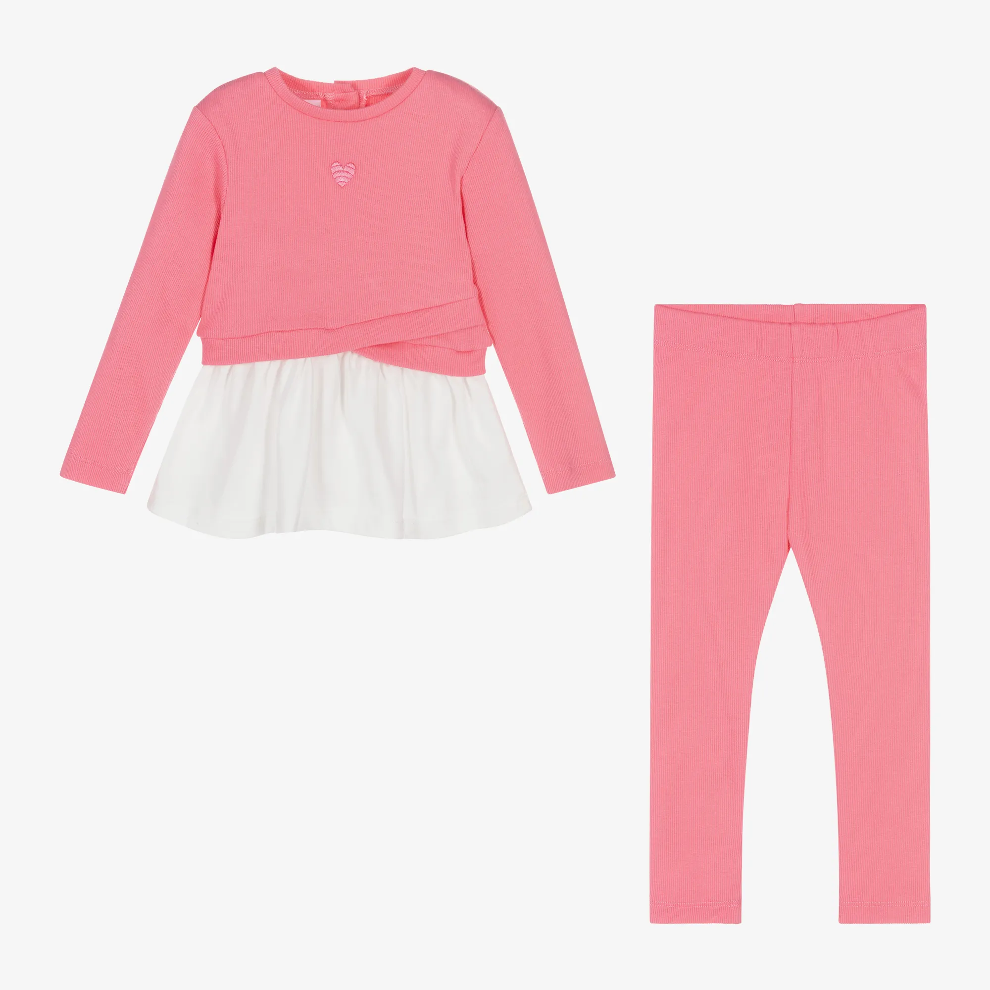 Girls Pink Cotton Leggings Set