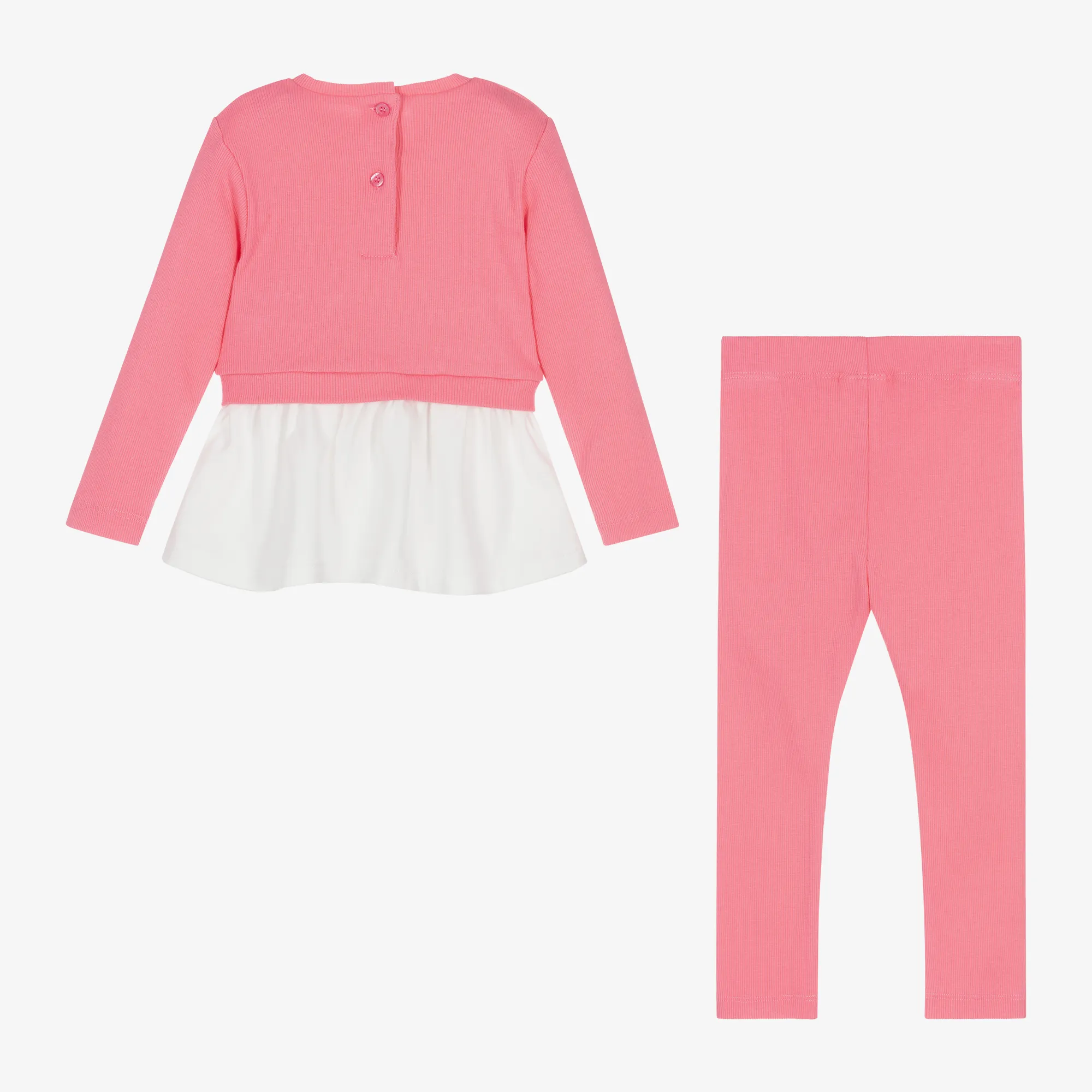 Girls Pink Cotton Leggings Set