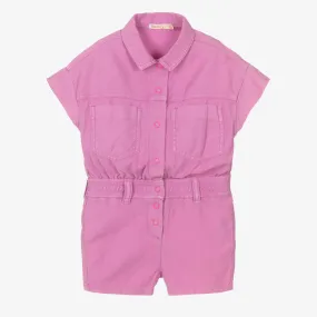 Girls Purple Cotton Twill Playsuit