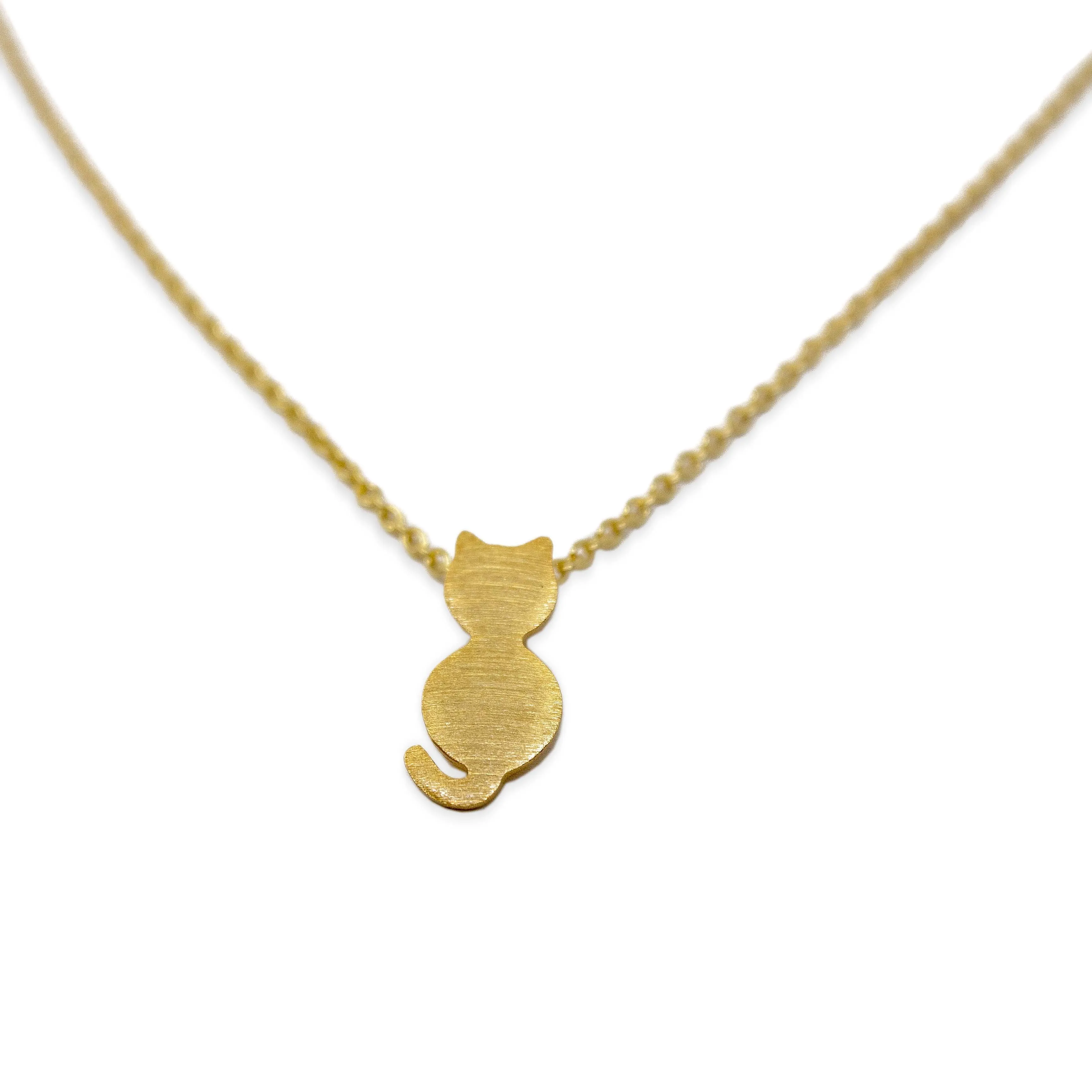 Handmade 20kt Gold Plated Sitting Cat Necklace