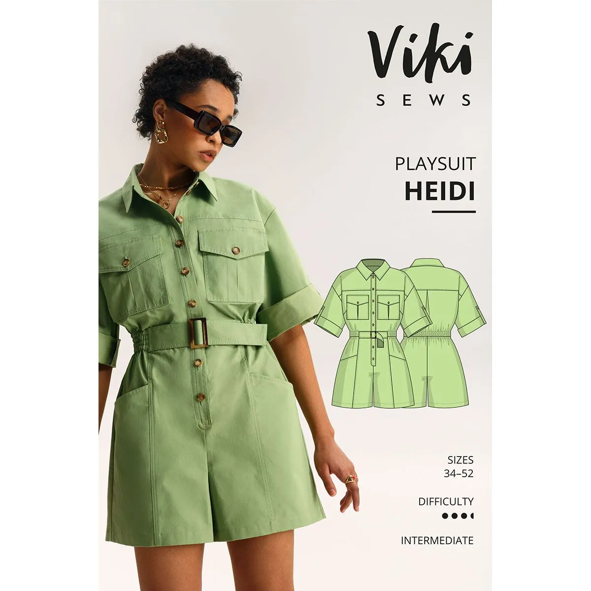 Heidi Playsuit Viki Sews Sewing Pattern. Size 6-24.