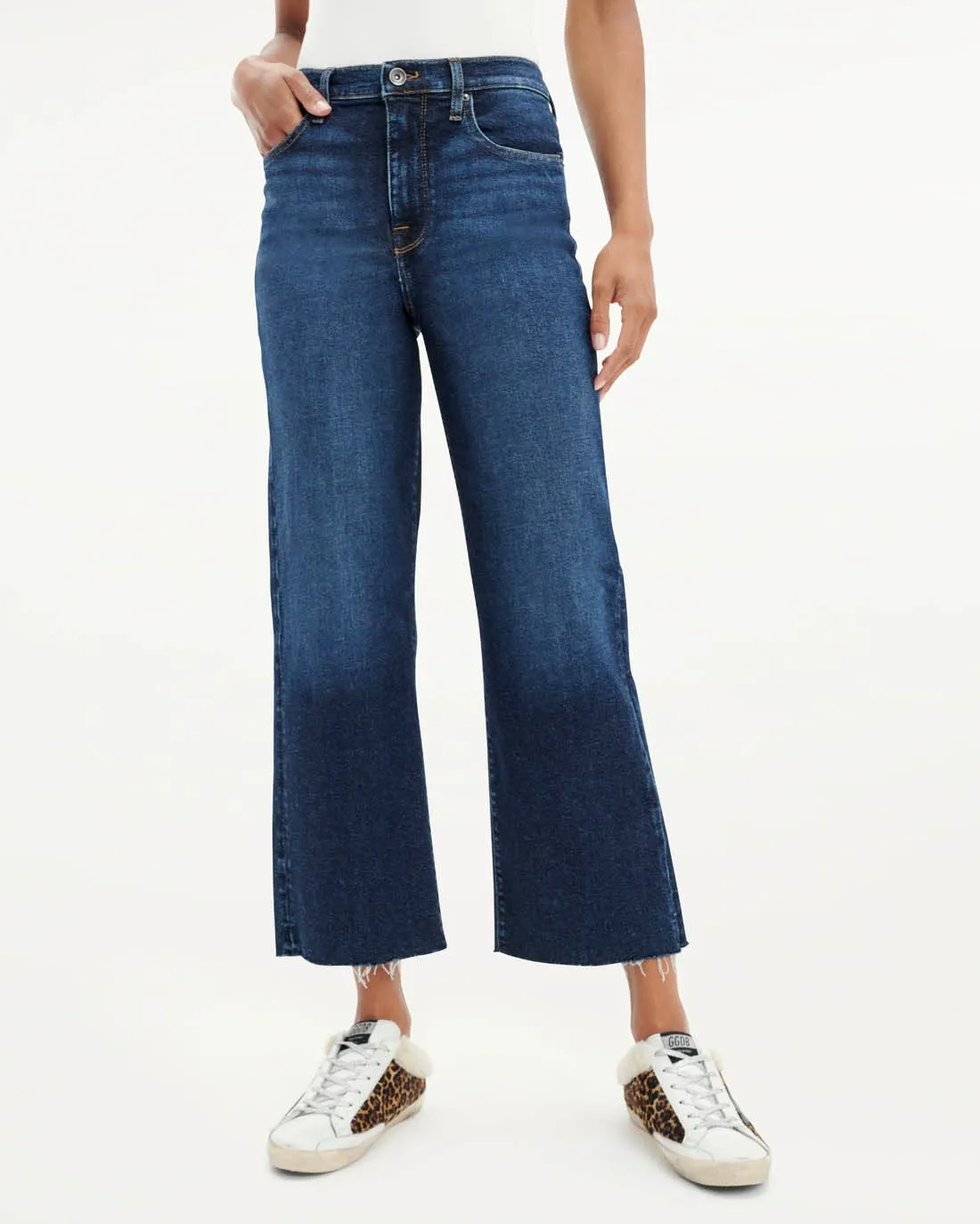 High Waist Crop Wide Leg Jeans