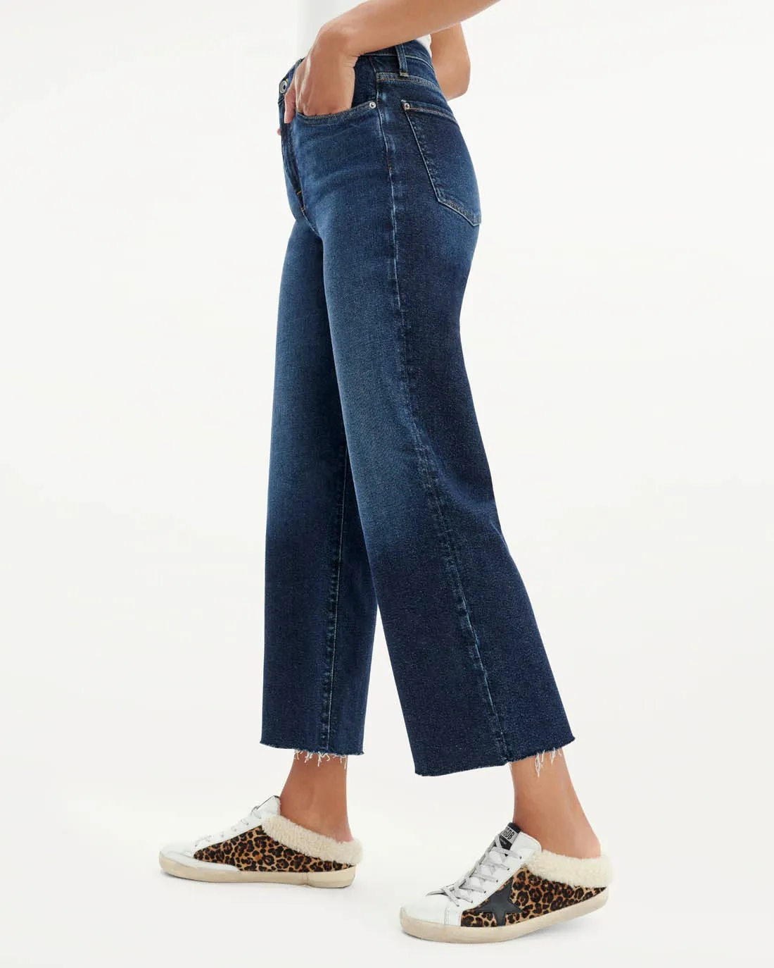 High Waist Crop Wide Leg Jeans