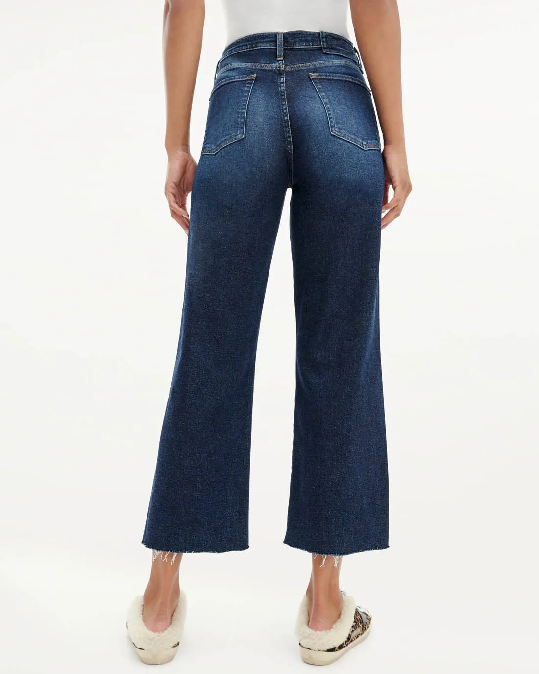 High Waist Crop Wide Leg Jeans