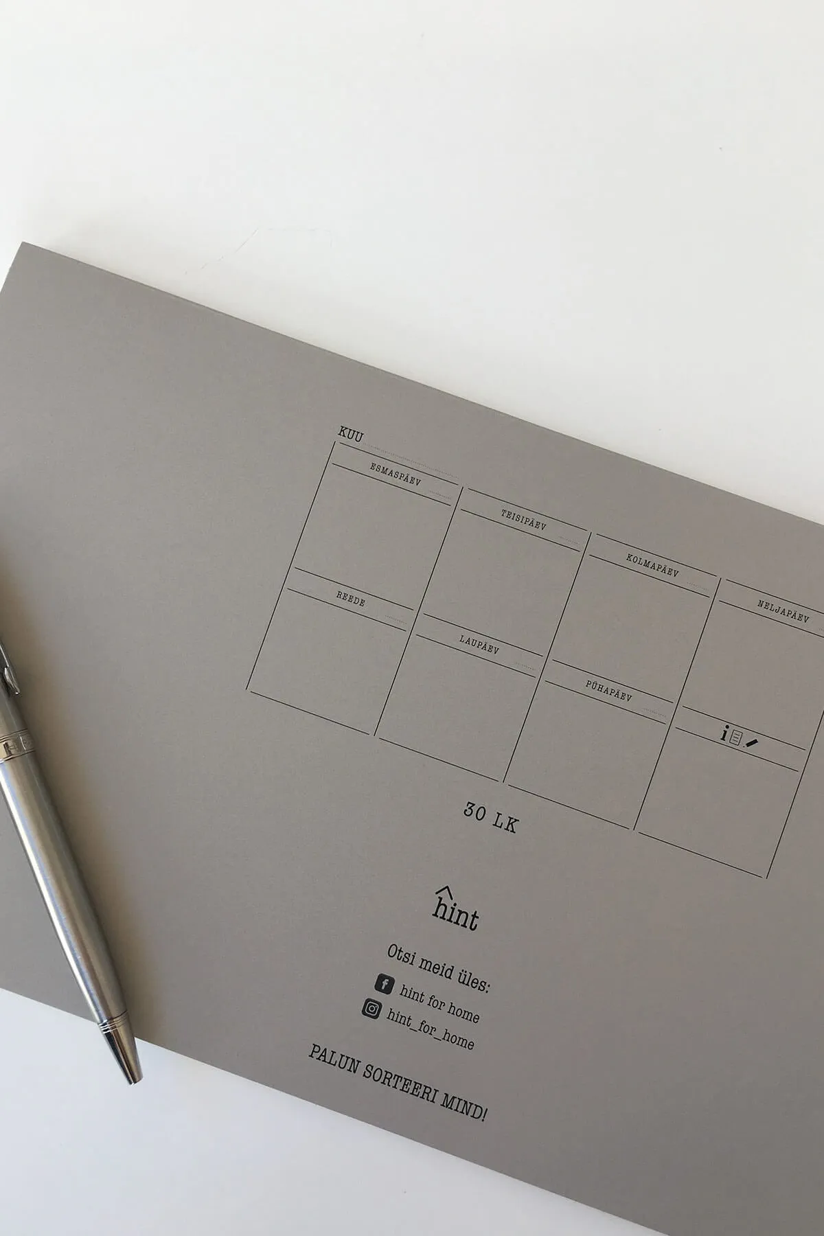 HINT Weekly Planner Grey