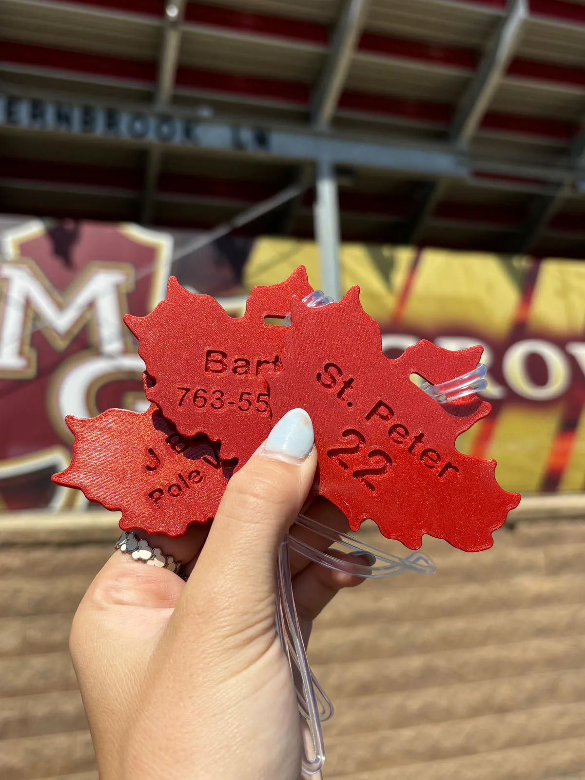 Hometown Crimson Maple Leaf Bag Tag