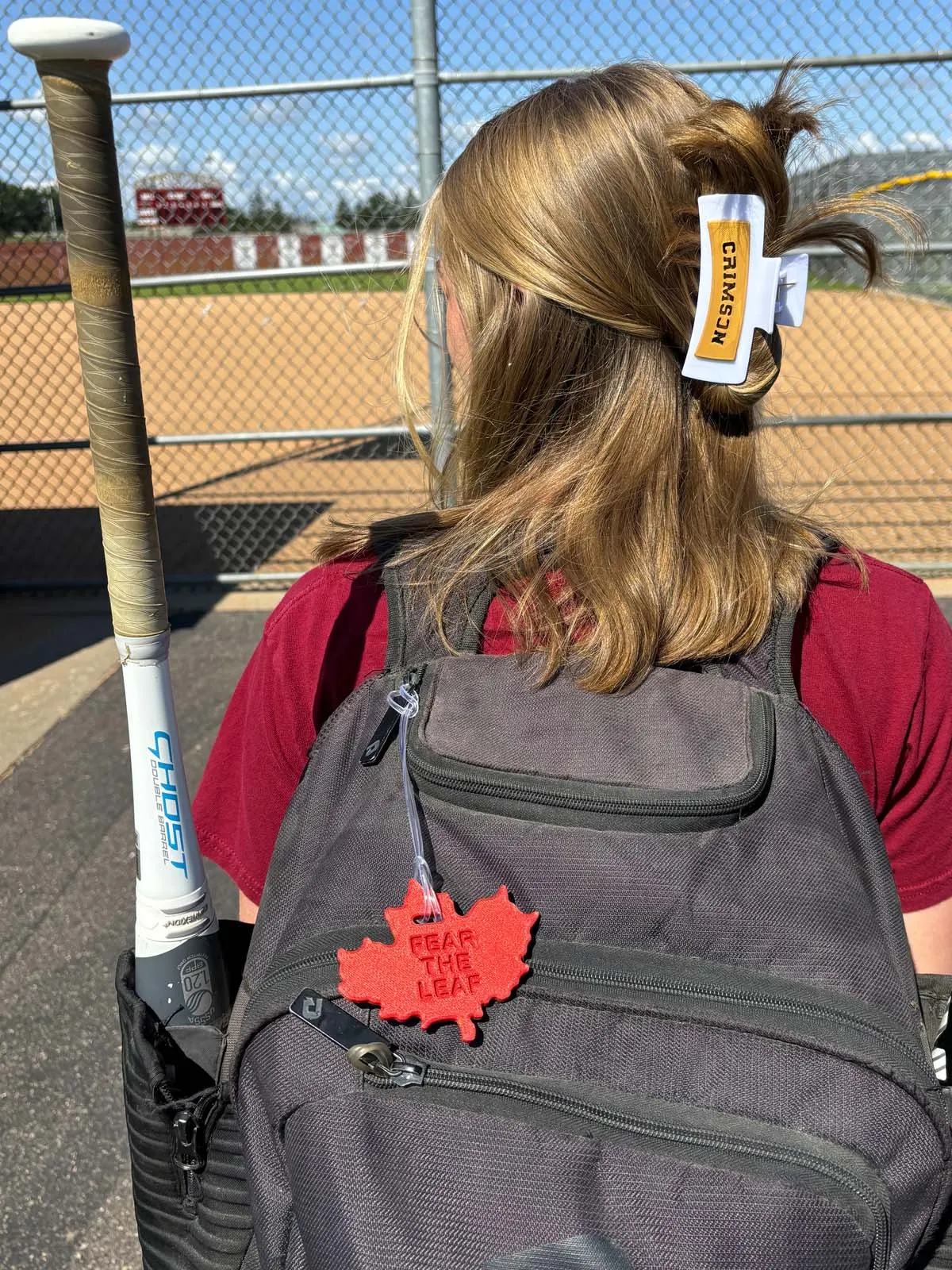 Hometown Crimson Maple Leaf Bag Tag