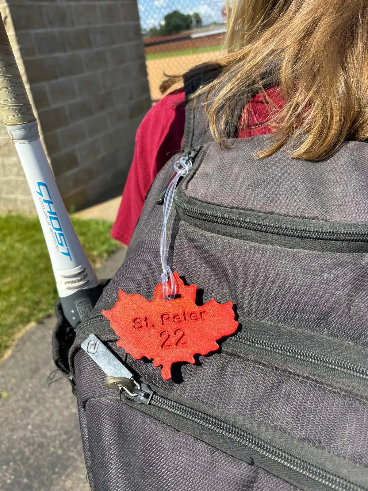 Hometown Crimson Maple Leaf Bag Tag