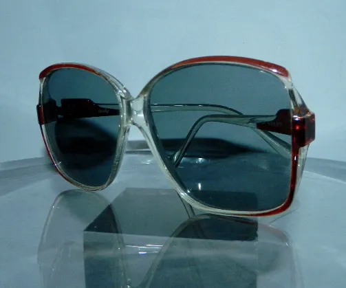 HUGE vintage 1970s sunglasses clear plastic SQUARE glasses frames Foster Grant gray lenses