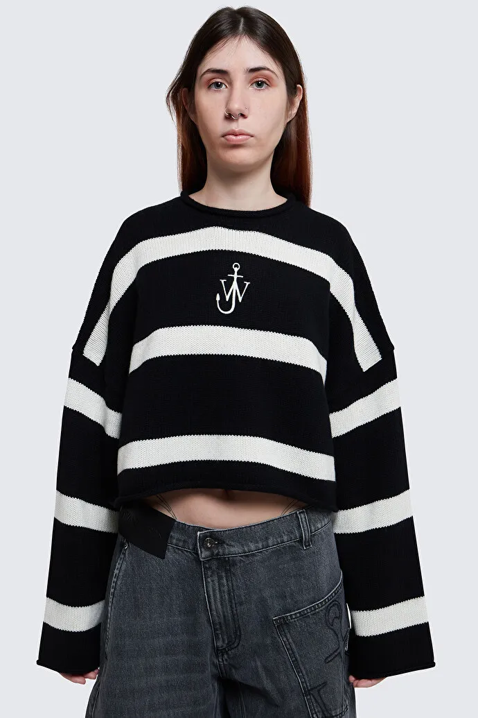 J W ANDERSON  |Unisex Wool Street Style Bi-color Long Sleeves Cropped Tops