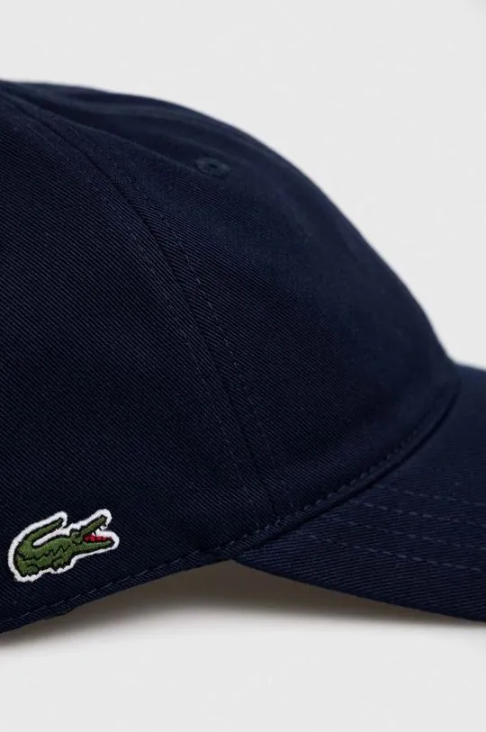 Lacoste cotton baseball cap navy blue color smooth